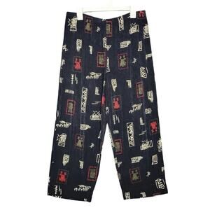 CHICOS Travelers Pants Womens Black Tribal Wide Leg Relaxed Pull On 3 US Xl/16